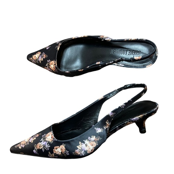 Steve Madden Slingback Floral Kitten Hill, Size 7.5 - Picture 3 of 5